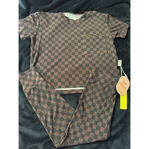 Remi And Friends Youth Short Sleeve And Pants Ribbed Day Wear Set, Java, Bamboo‎